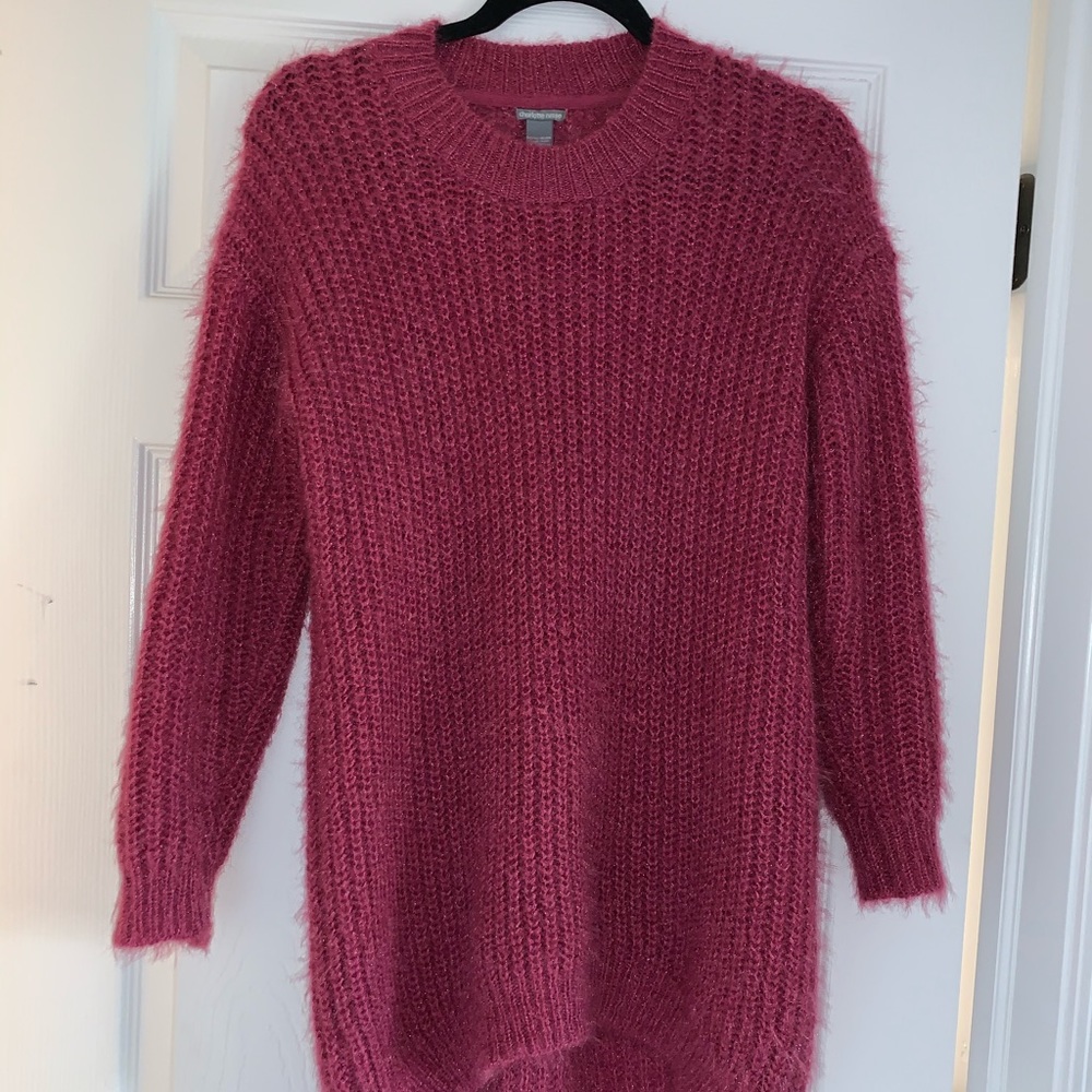 Long fuzzy sweater